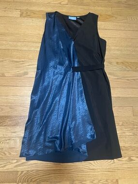 Simply Vera - Vera Wang Black Dress w/ Navy Satin Overlay -Sz M